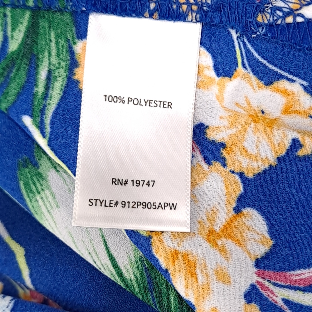 Pioneer Woman Open Front Printed Duster Enamel Blue Floral Plus Kimono - 2X/3X - Picture 10 of 12